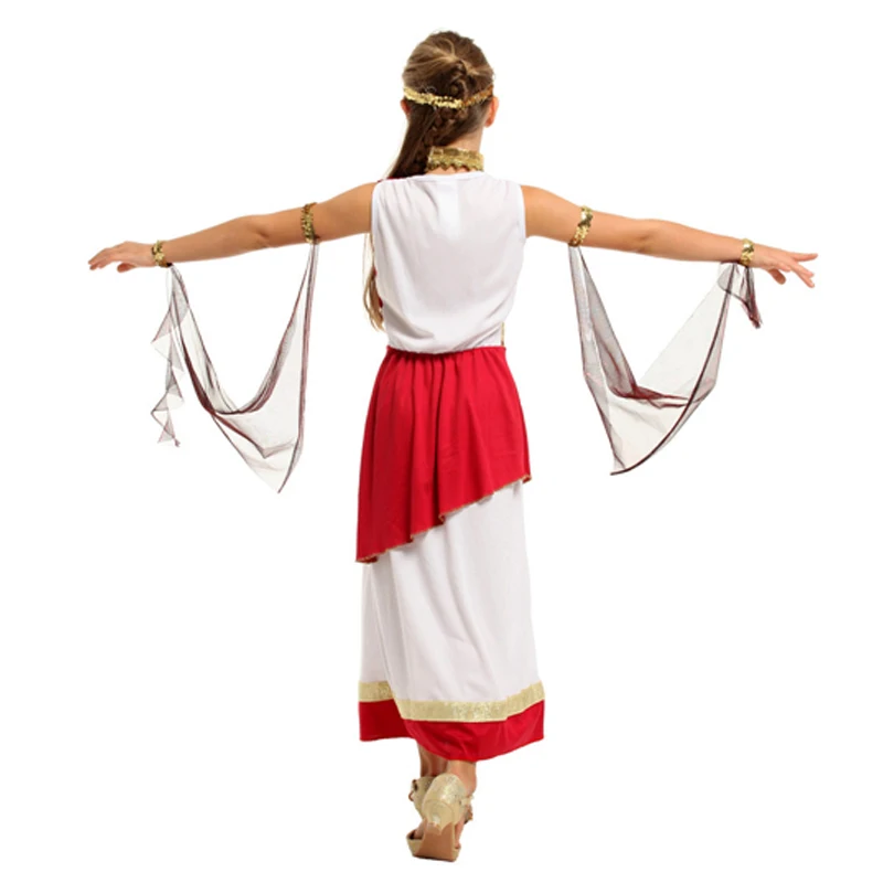 Kids Girls Greek Athena Goddess Costume Girls Roman Halloween Cosplay Fantasia Fancy Dress Kids Party Performance Clothing