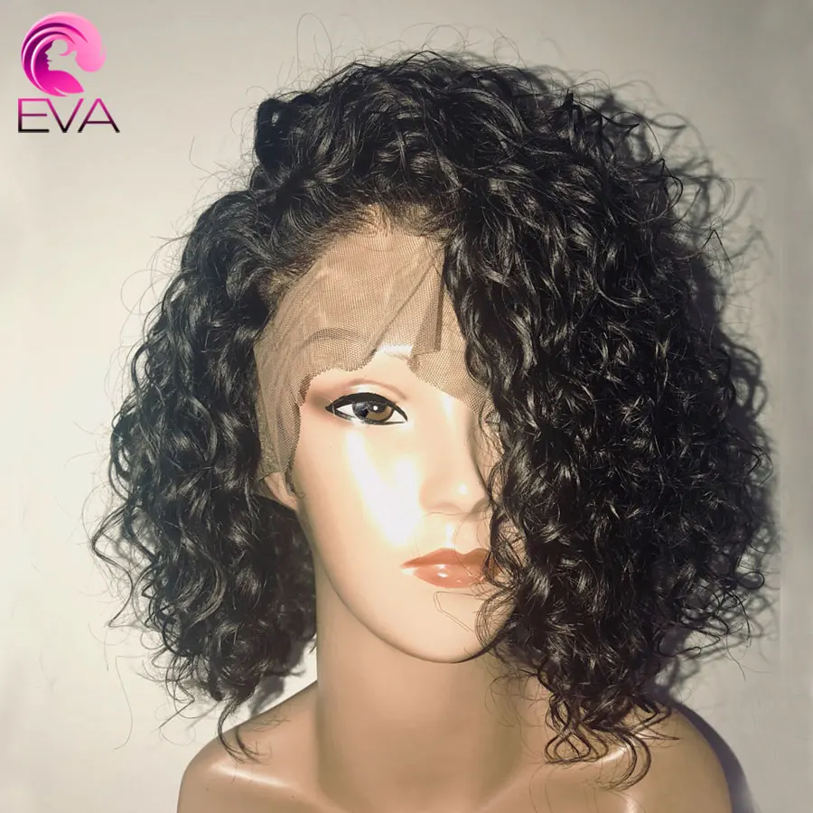 

Eva Jerry Curly Lace Front Human Hair Wigs Pre Plucked Brazilian Short Bob Lace Front Wigs For Black Women Curly Human Hair Wig