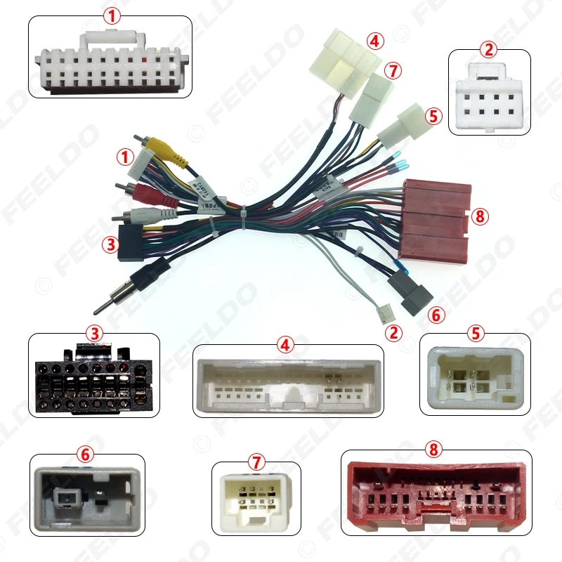 FEELDO Car 16pin Audio Wiring Harness With Canbus Box For Mazda 6 CX-5 Stereo Installation Wire Adapter #HQ6529