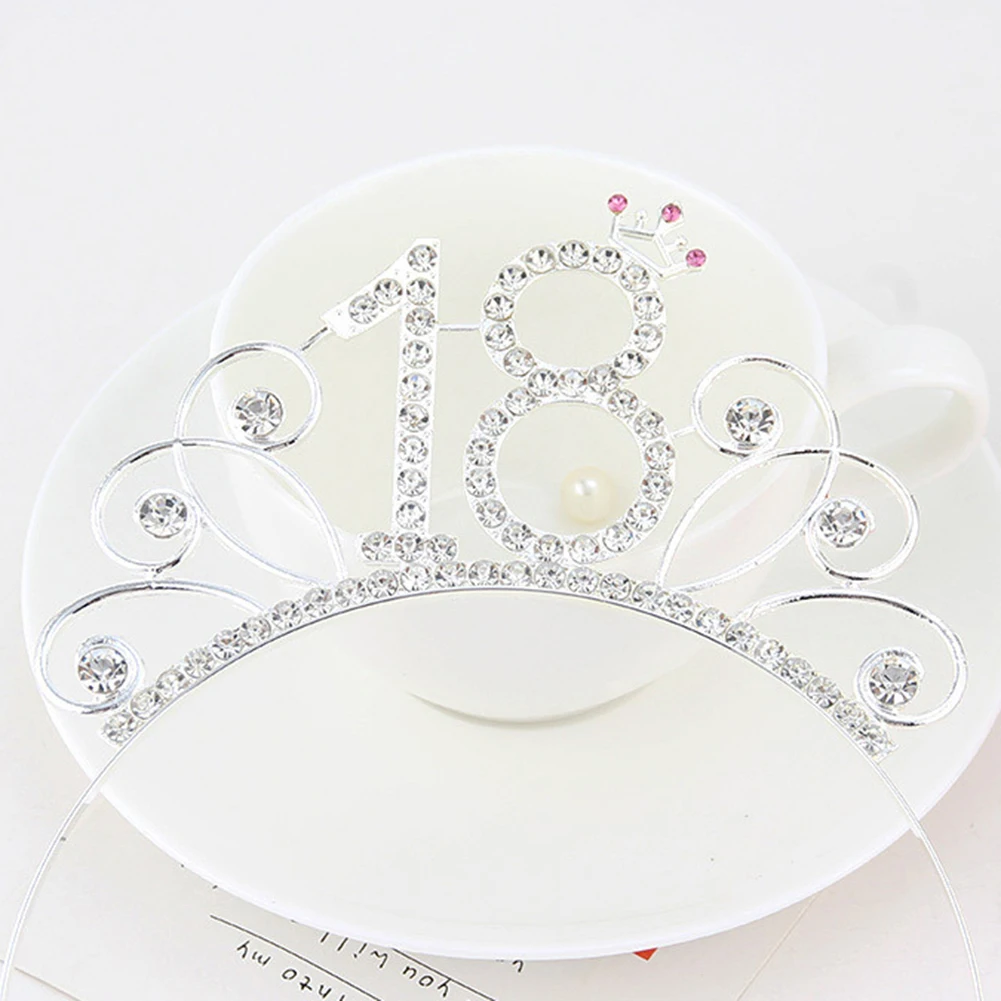 16/18/21/30/40/50/60/80 Birthday Party Tiara Crown Headband Hair Loop Decoration Birthday Gift Tiara For Girls Hair Head Accesso