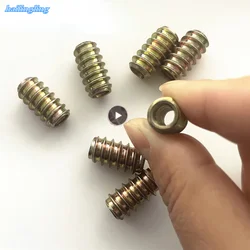 10-50pcs M4 M5 M6 M8 M10 Furniture Pass-Through Drive Unhead Threaded Nut Color Zinc Plated Carbon Steel Wood Insert Nuts
