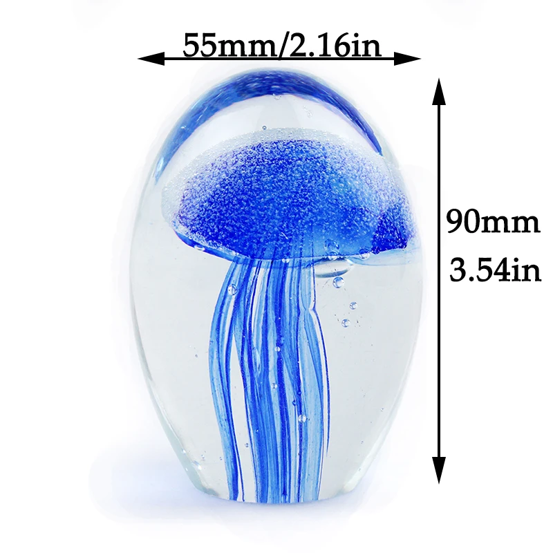 Miniature 3D Jellyfish Crystal Figurines Model Glass Paperweight Art Ocean Gift Handmade Crafts Fengshui Home Decor