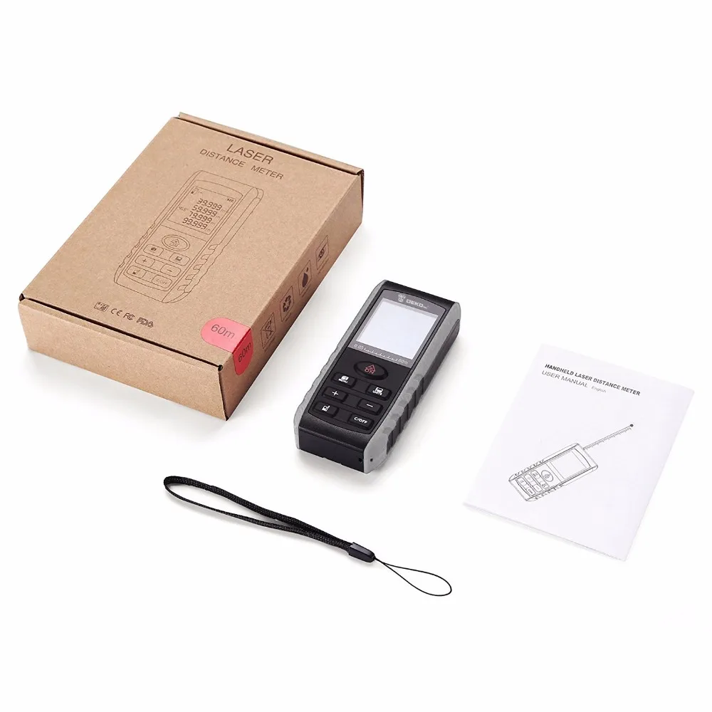 DEKO Handheld Laser Distance Meter Mini Laser Rangefinder Laser Tape Range Finder Diastimeter Measure 40M 60M 80M 100M