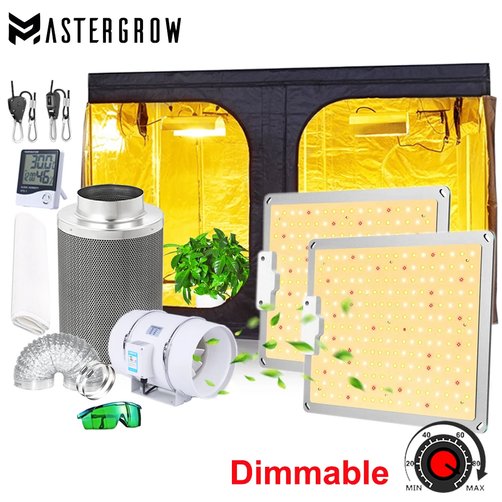 Dimmable Quantum Growth Board Complete Kit Grow Box Tent Set 4/5/6' Activated Carbon Air Filter Hydroponic Greenhouse System