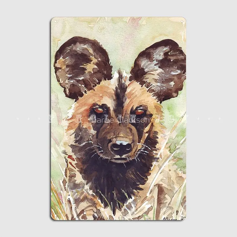 African Wild Dog Poster Metal Plaque Personalized Cinema Cinema Garage Plaques Tin Sign Posters