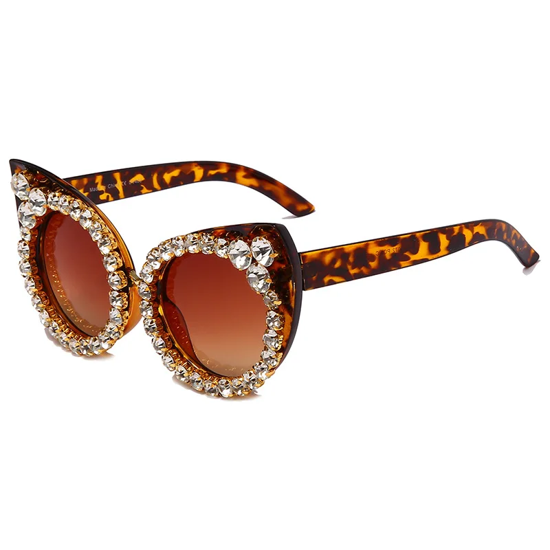 western style cat-eye diamond-encrusted sunglasses personality drill  women's sunglasses trend sunglasses