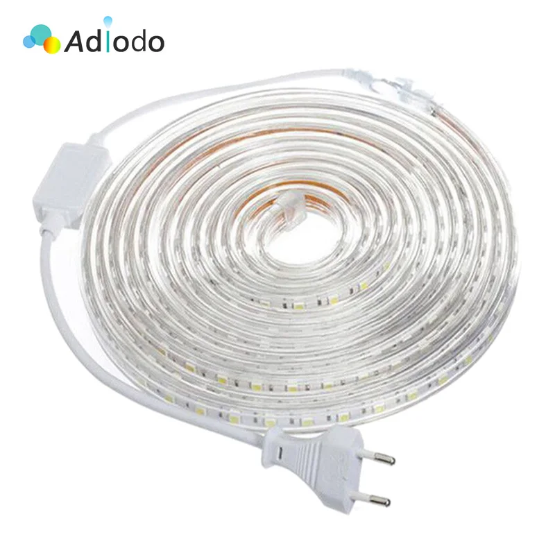 220V LED Strip Light 5050 60leds/M High Brightness Flexible Led Tape Outdoor Waterproof LED strip 1M/2M/3M/5M/8M/10M/15M/20M/25M