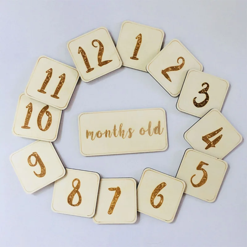 1Set Baby Milestone Cards Wooden Monthly Milestone Announcement Cards Pregnancy Journey Markers Photography Props Accessories