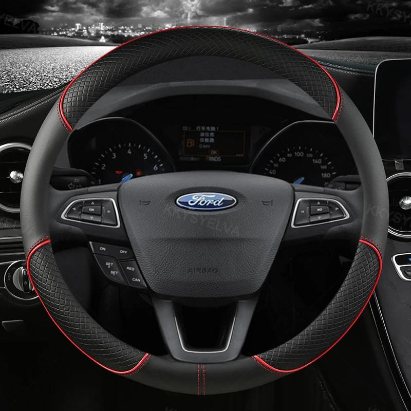 For Ford Fiesta 2000-2020 Car Steering Wheel Cover Fiesta MK7 4 5 6 Microfiber Leather Anti-slip Auto Accessories