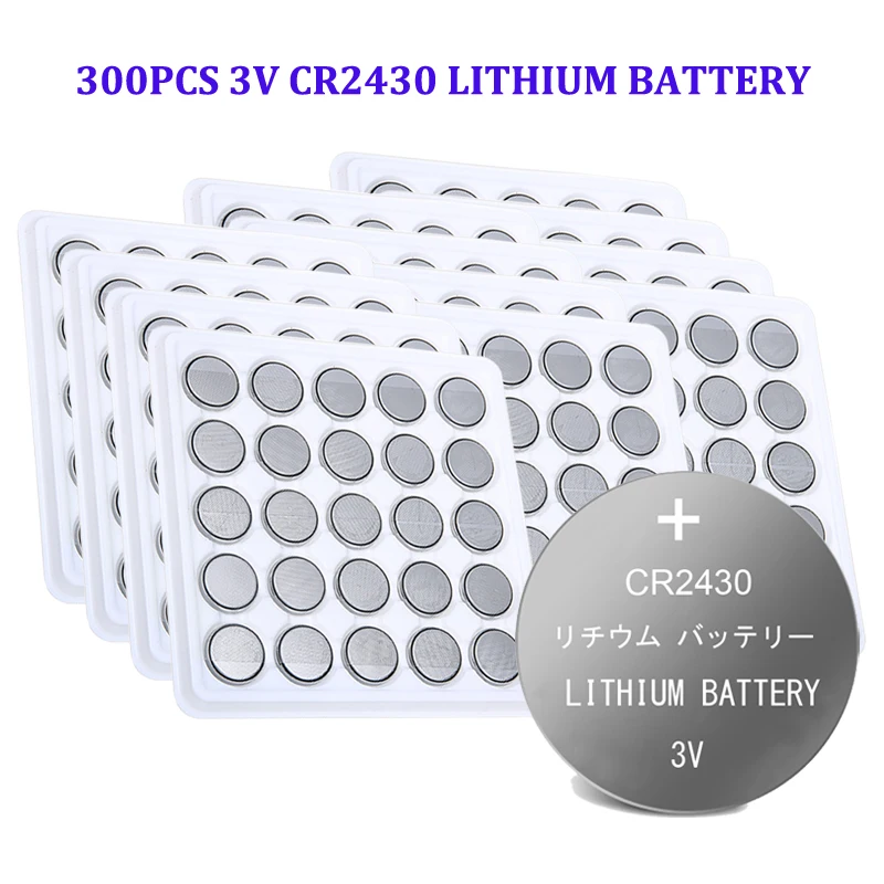 300pcs CR2430 BR2430 DL2430 3V Coin Cell Battery Lithium Batteries Button For Remote Control LED tea light vibes Calculators Car