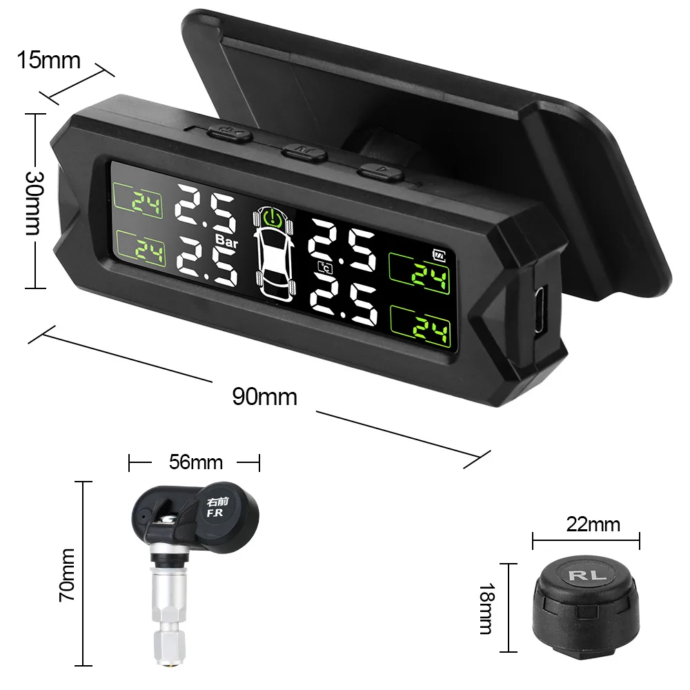 Solar TPMS Car Tire Pressure Monitoring System Sensors Tyre Tester Diagnostic Tools Rotating Holder Test Automotive Accessories