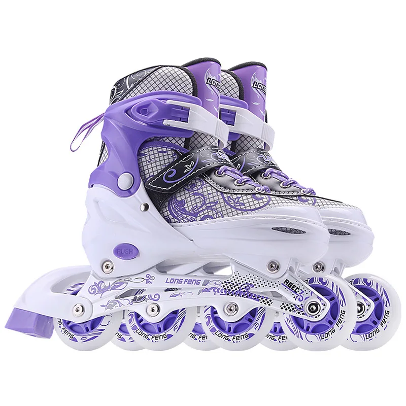 Purple Adjustable Illuminating Inline Skates With Light Wheels Roller Skates Outdoor Skates Shoes For Kids Adults Skating Boots