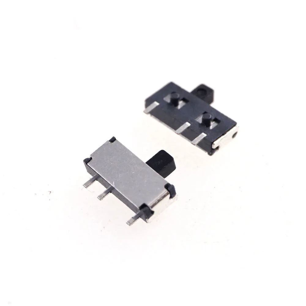 100 Pcs Miniature Slide Switch 3 Pin 2 Position 1P2T SPDT ON-OFF SMD Re-flow Solder Right Angle PCB Board guide