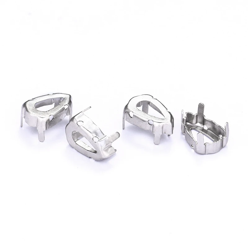 50pcs in one bag  9x14mm shield shape  Silver claw for Rhinestones  sew on Glass Crystal stones use for DIY or craft hand making
