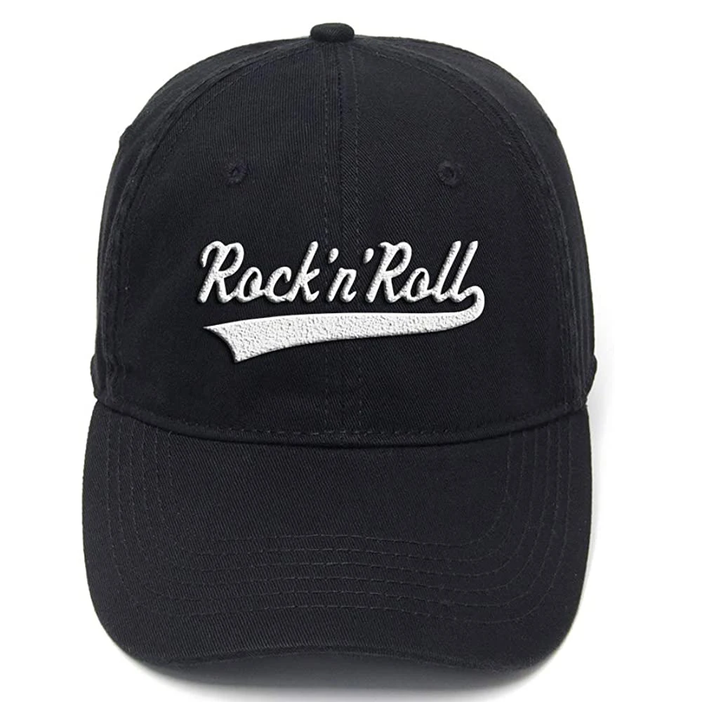 

Lyprerazy Rock N Roll Classics Washed Cotton Flock Printing Adjustable Baseball Cap