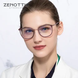 ZENOTTIC Women Square Tr90 Ultralight Metal Blue Light Blocking Computer Glasses Eyeglasses for Vintage Optical Spectacles Frame
