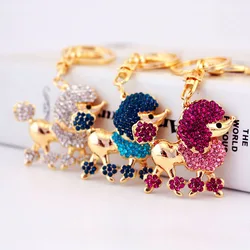 Creative Cute Cartoon Crystal Poodle Key Chain Puppy Accessories Key Ring Metal Pendant Women's Bag Accessories