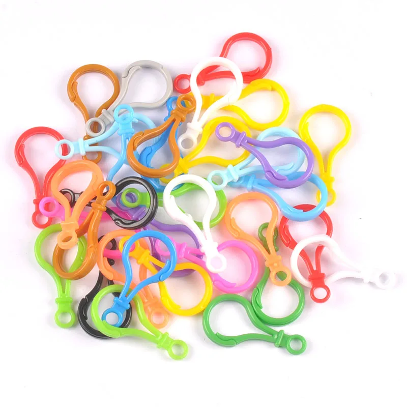 20pcs Mixed color Plastic Colorful Lamp Shape Buckle Snap Hook Lobster Clasp DIY Key ring/mobile phone chain accessories