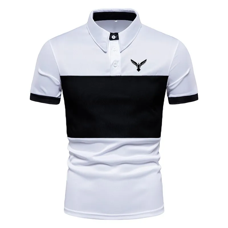 HDDHDHH Brand Print Men's short-sleeved casual polo shirt Fashion stitching printed polo shirt