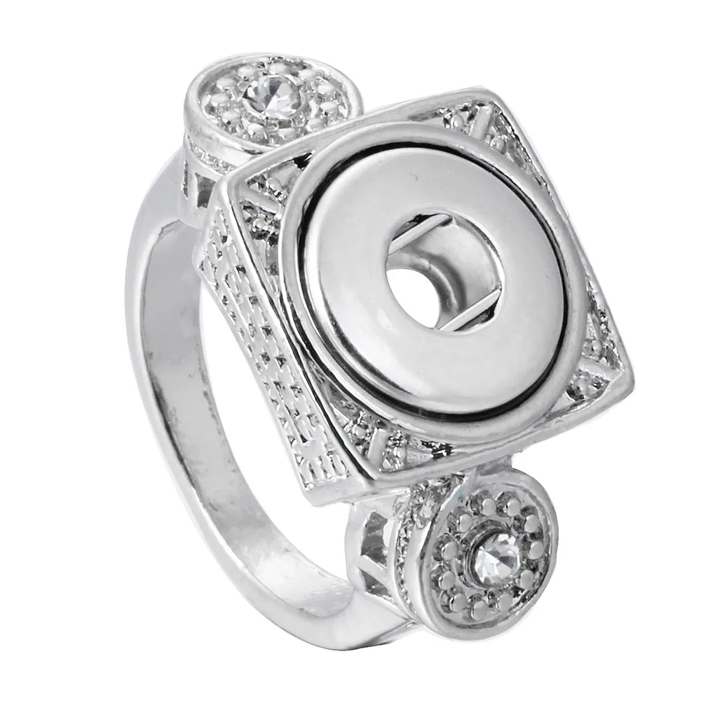 New 12mm Snap Button Ring Jewelry Rhinestone Mini 12mm Snap Ring for Women Men Button Rings