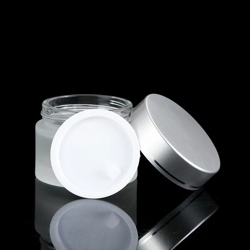 Frosted Glass Refillable Face Cream Bottles Empty Cosmetic Jar Portable Travel Sample Empty Container 5/10/15/20/30/50/100g