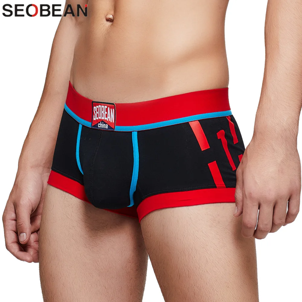 SEOBEAN-Calzoncillos de algodón para hombre, ropa interior Sexy, bóxer de tiro bajo, nuevo