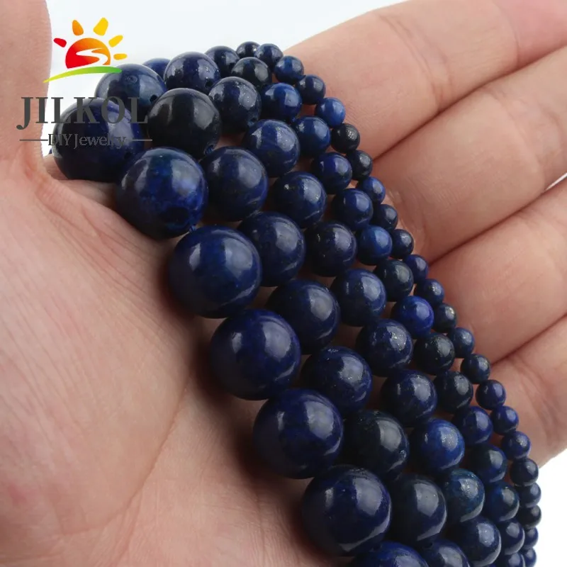 Natural Lapis Lazuli Round Loose Beads 4 6 8 10 12mm Diy Bracelet Necklace Fashion Jewelry Making Holiday Gift 15inche