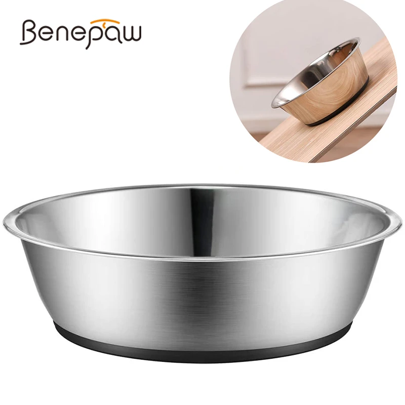 Benepaw Anti Skid Stainless Steel Dog Bowl Water Food With Silicone Mat No Spill Durable Nontoxic Pet Feeder Puppy Drinking