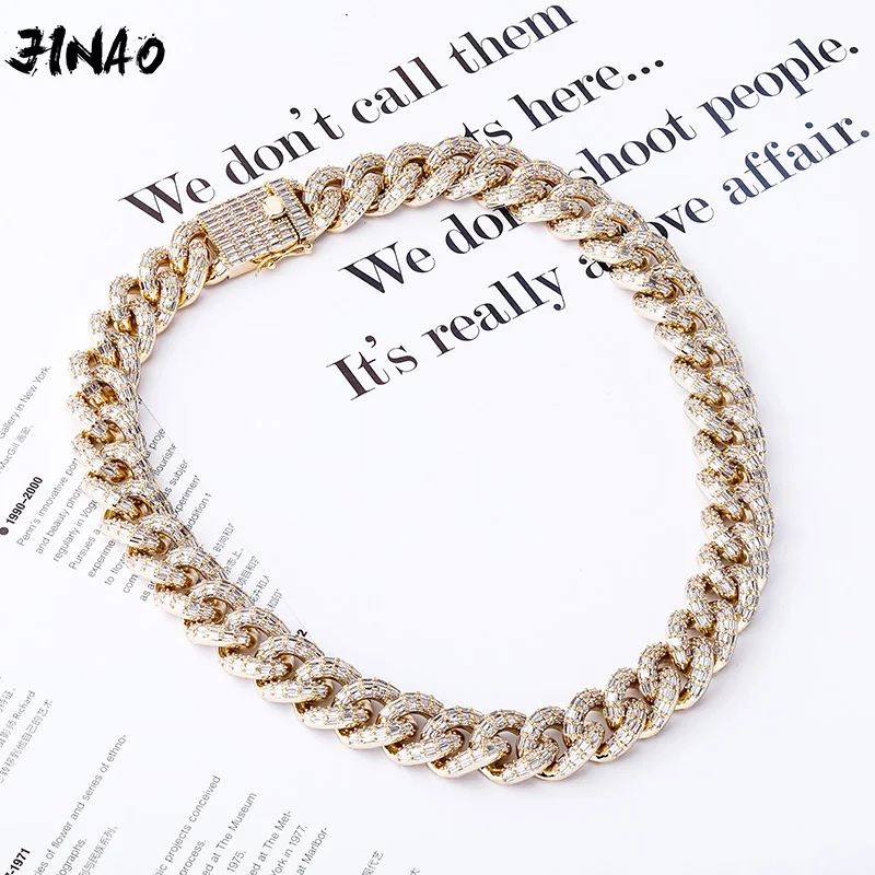 JINAO 2020 16mm Miami Cuban Chain Necklace High Quality Copper Material Micro Pave Iced Out Cubic Zirconia Hip Hop Jewelry Gift