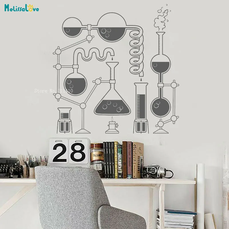 Science Beakers Wall Decals Sticker Vinyl Art Home Room Decor Teacher School Classroom Funny Education for Student YT2485