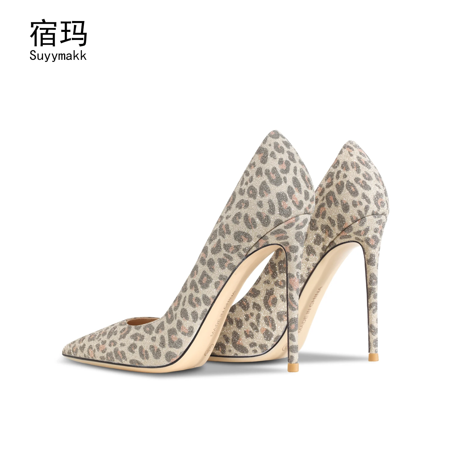 2022 New Leopard Print Suede Brand Pumps Fashion Women High Heel Shoes Pointed Toe Thin Heel Ladies Wedding Shoes 6cm 8cm 10cm