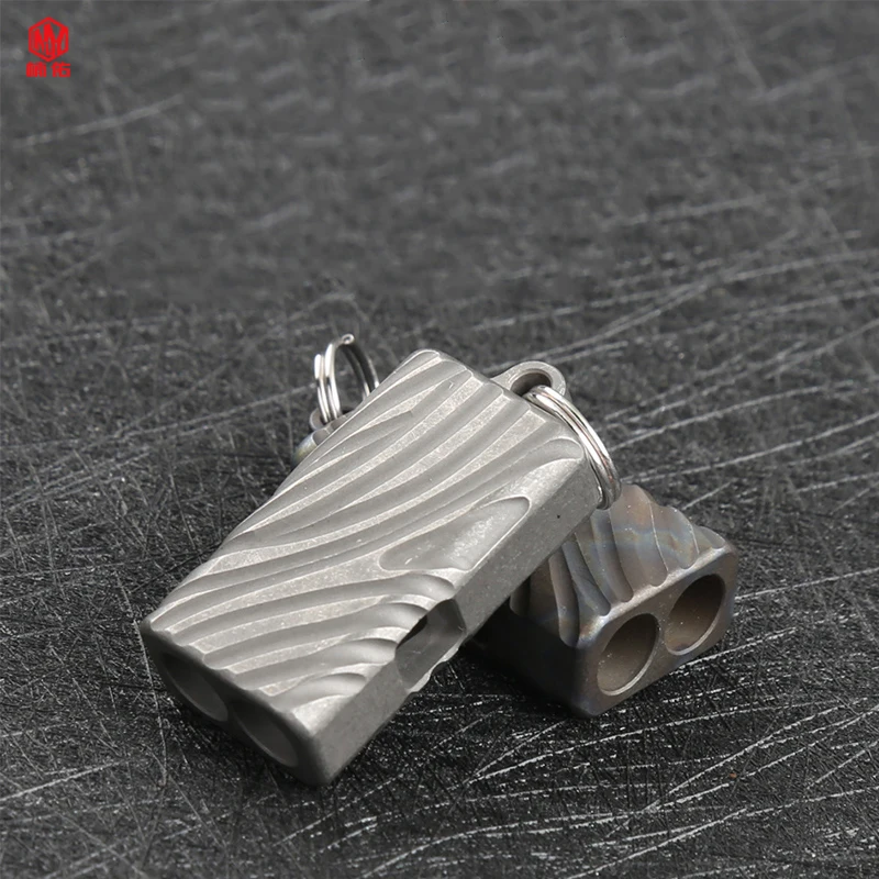 1PC Portable Titanium Alloy Double Tube Whistle Outdoor Emergency Survival Rescue Whistle