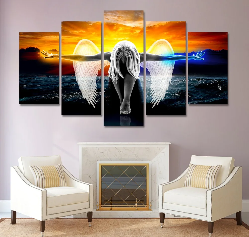 

Full Square Drill 5D DIY Diamond Painting "angels wings"wall sticker 3D Embroidery Cross Stitch Mosaic home Decor Gifts 5pcs