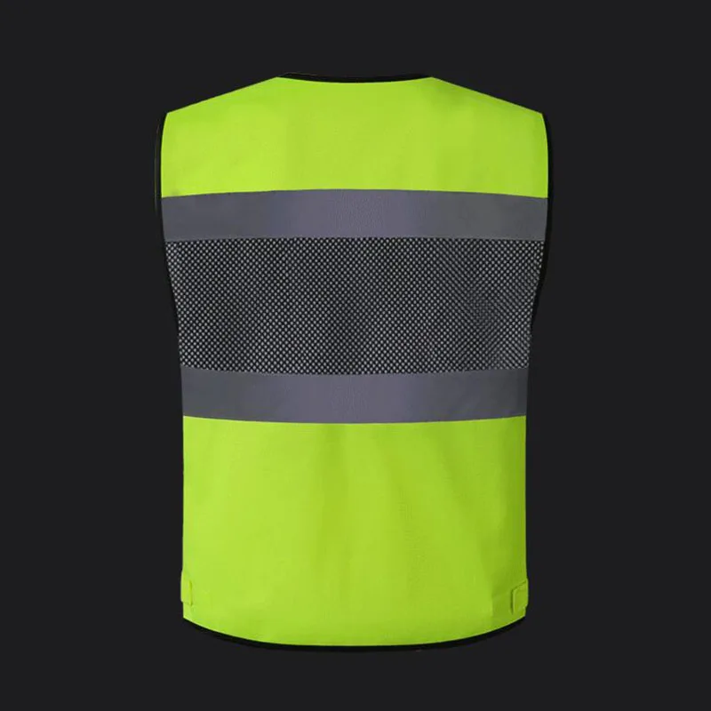 Hi Vis 반사 안전 조끼, 메쉬 여름 조끼, 재킷 조끼, 멀티 포켓 카고 작업복, 남성 보호 경고 조끼