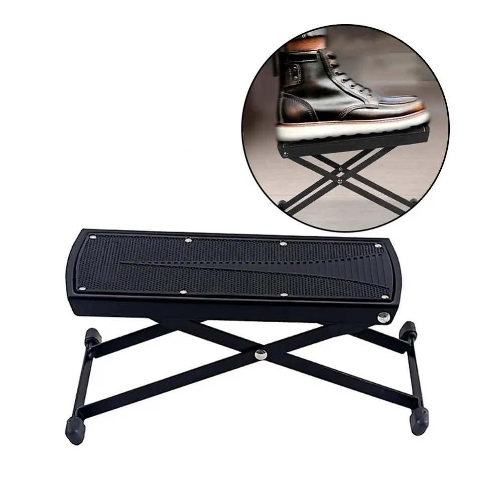 Adjustable Non-slip Folding Folk Guitar Foot Stool Height Footrest Pedal Stand