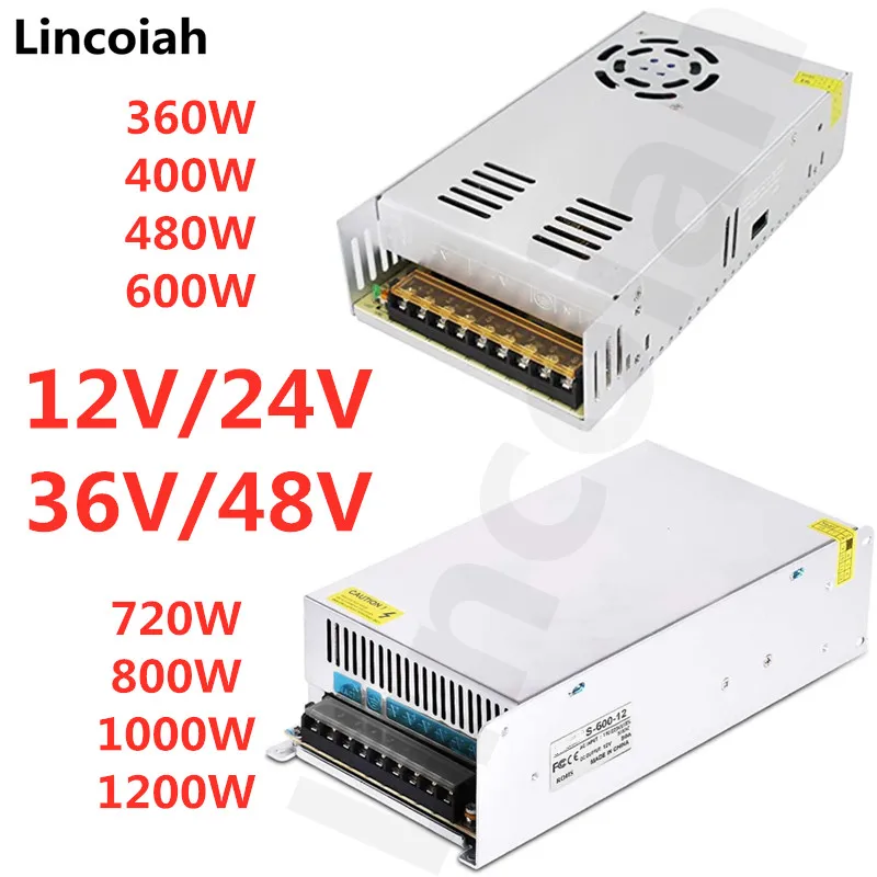 

Lincoiah Switching Power Supply Lighting Transformer AC 110V 220V To DC 12V 24V 36V 48V Source Adapter SMPS For Led Strip CCTV