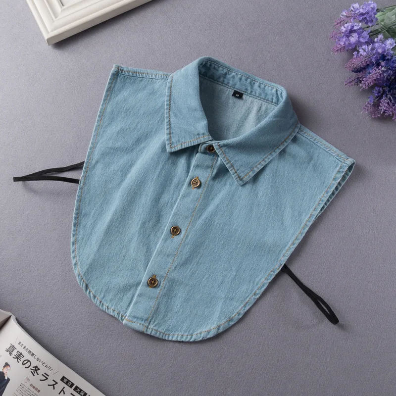 Unisex Plaid Fake Collar Shirt For Women Men Sweater Denim False Collars Woman Half Shirt Tie Detachable Lapel Top Collars Decor