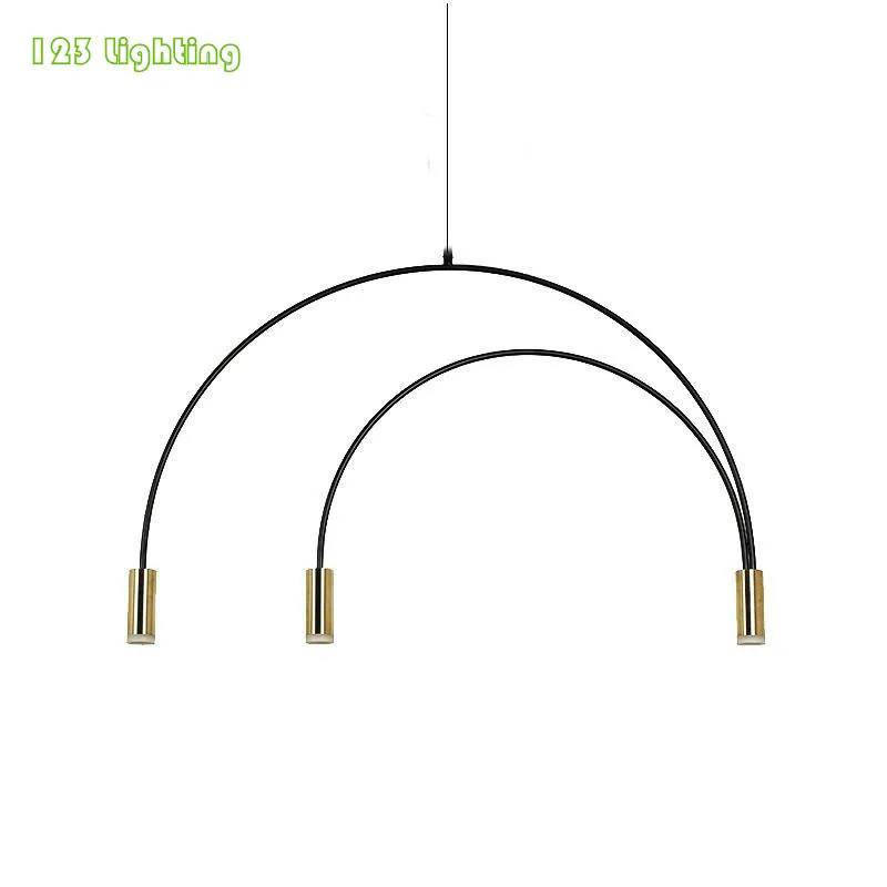 Nordic Brief Dinning Room Chandelier LED Gold/Black Metal Home Bar Restaurant Hanging Light Fixtures Minimalist 110-240V