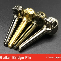 6pcs Brass Tailpiece Endpin Guitar Bridge Pin Skull Head Metal Acoustic Guitar Bridge Pins End Pin
