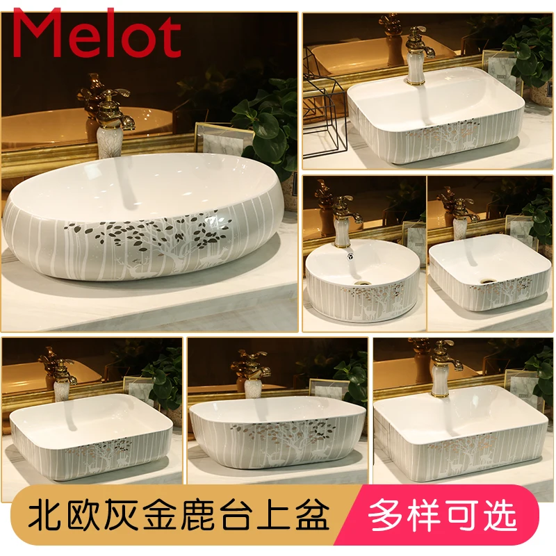 Nordic Table Basin Affordable Luxury Art Wash Basin Single Basin Ceramic Washbasin Balcony Bathroom Home Basin Elk