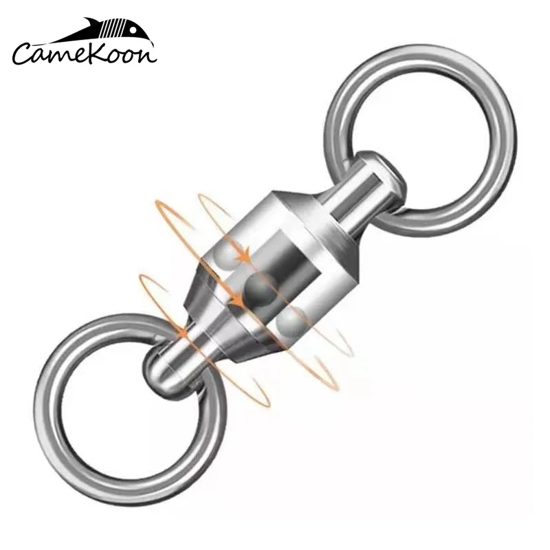 CAMEKOON 50pcs/Lot Full Stainless Steel Fishing Barrel Swivels 1#-8# Fishing Tackle Hook Line Connector with Dual Rotating Rings