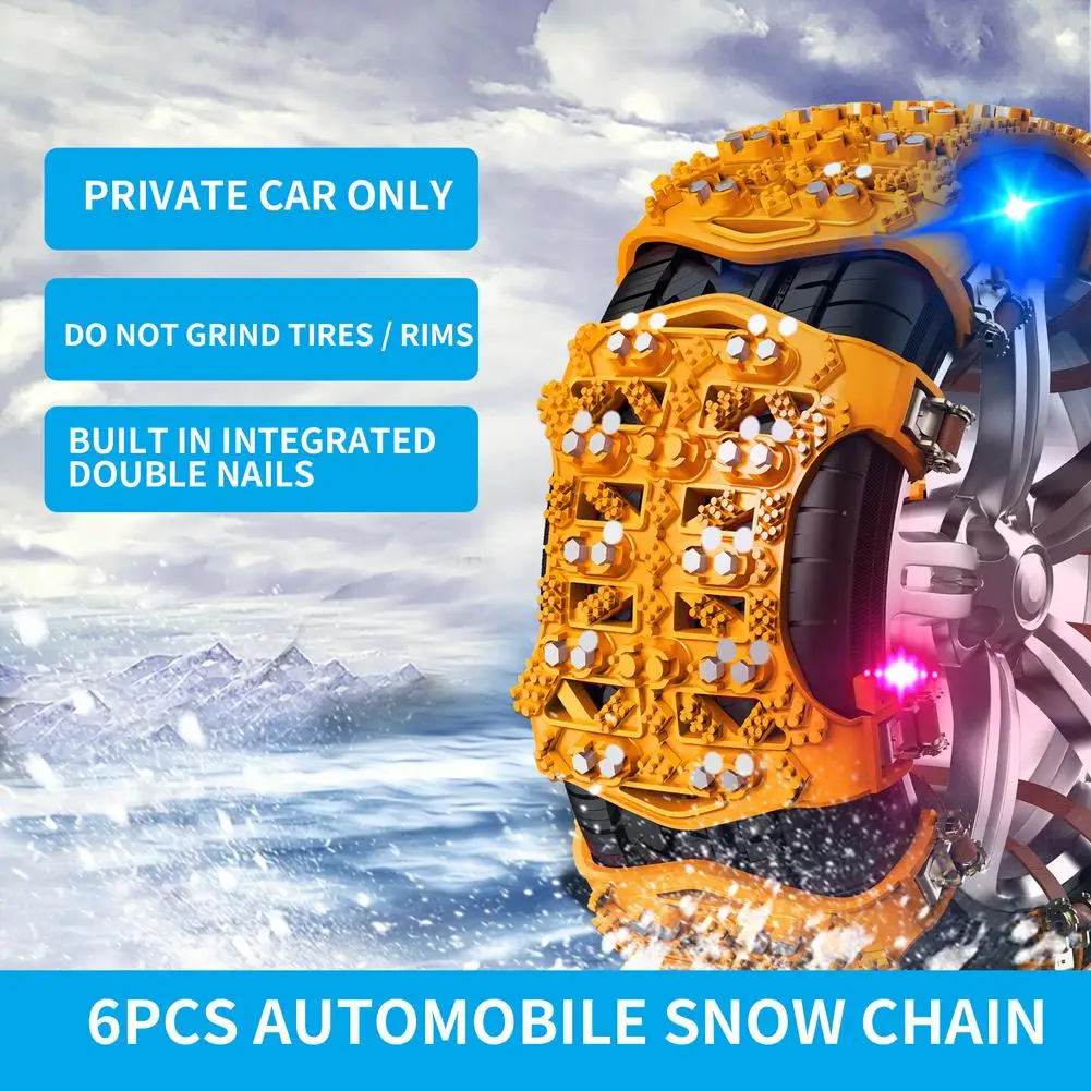 6Pcs Automobile Snow Chains Winter Off-Road Tire Chain Vehicle Sedan SUV Ice Anti-Skid Belts Mud Tyre Chain For Car Accessories