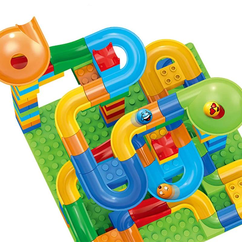 84-504PCS di Piccole Dimensioni Gara di Marmo Run Blocchi Labirinto Palla Pista Building Blocks Imbuto di Plastica Scivolo Assemblare Mattoni FAI DA