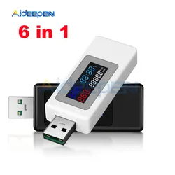 6 in 1 USB Tester 4-30V Power Meter Digital Voltmeter Voltimetro Volt Meter Power Bank Wattmeter Voltage Tester Doctor Detector