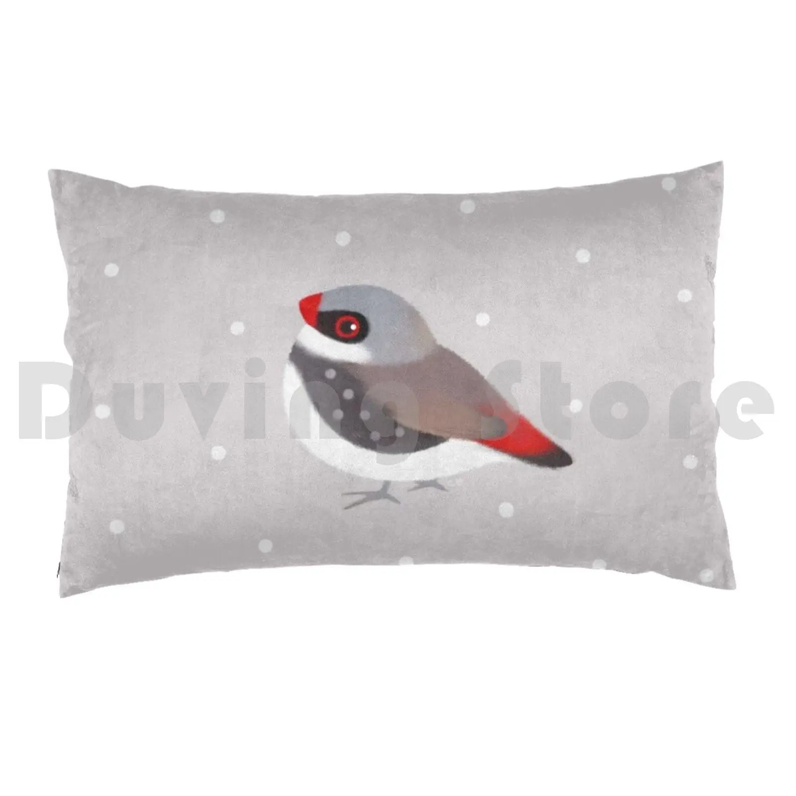 Diamond Firetail Pillow Case Printed 35x50 Diamond Firetail Bird Animal Diamond Sparrow Sparrow Snow Winter