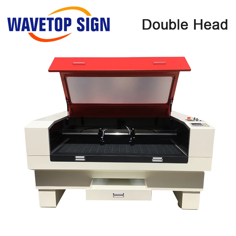 WaveTopSign آلة قطع النقش بالليزر برأس مزدوج 9060 1310 1610 1810 / 80 واط 100 واط 130 واط حجم العمل 1600x1000 مللي متر 1800x1000 مللي متر