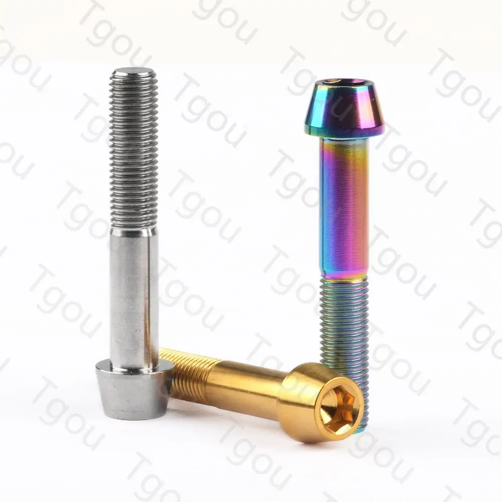 Tgou Titanium Bolt M10x55 60mm Pitch 1.25 Taper Head Allen Key Screws for Motorcycle Brake Caliper