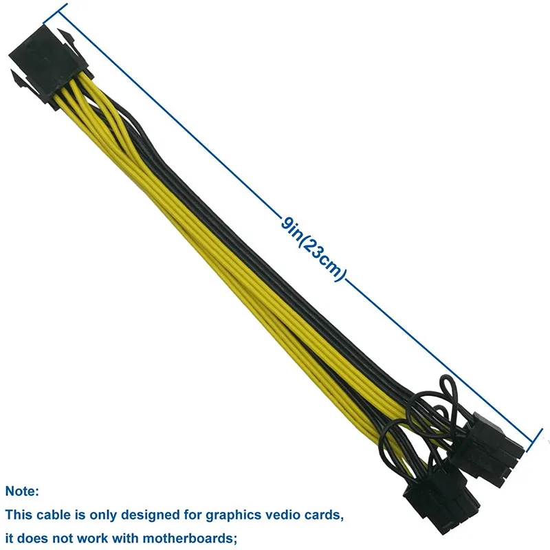 6 Buah CPU 8 Pin Female Ke Dual PCIe 2X 8 Pin (6 + 2) Male Power Adapter Splitter Cable For Graphics Card BTC Miner 9-Inci