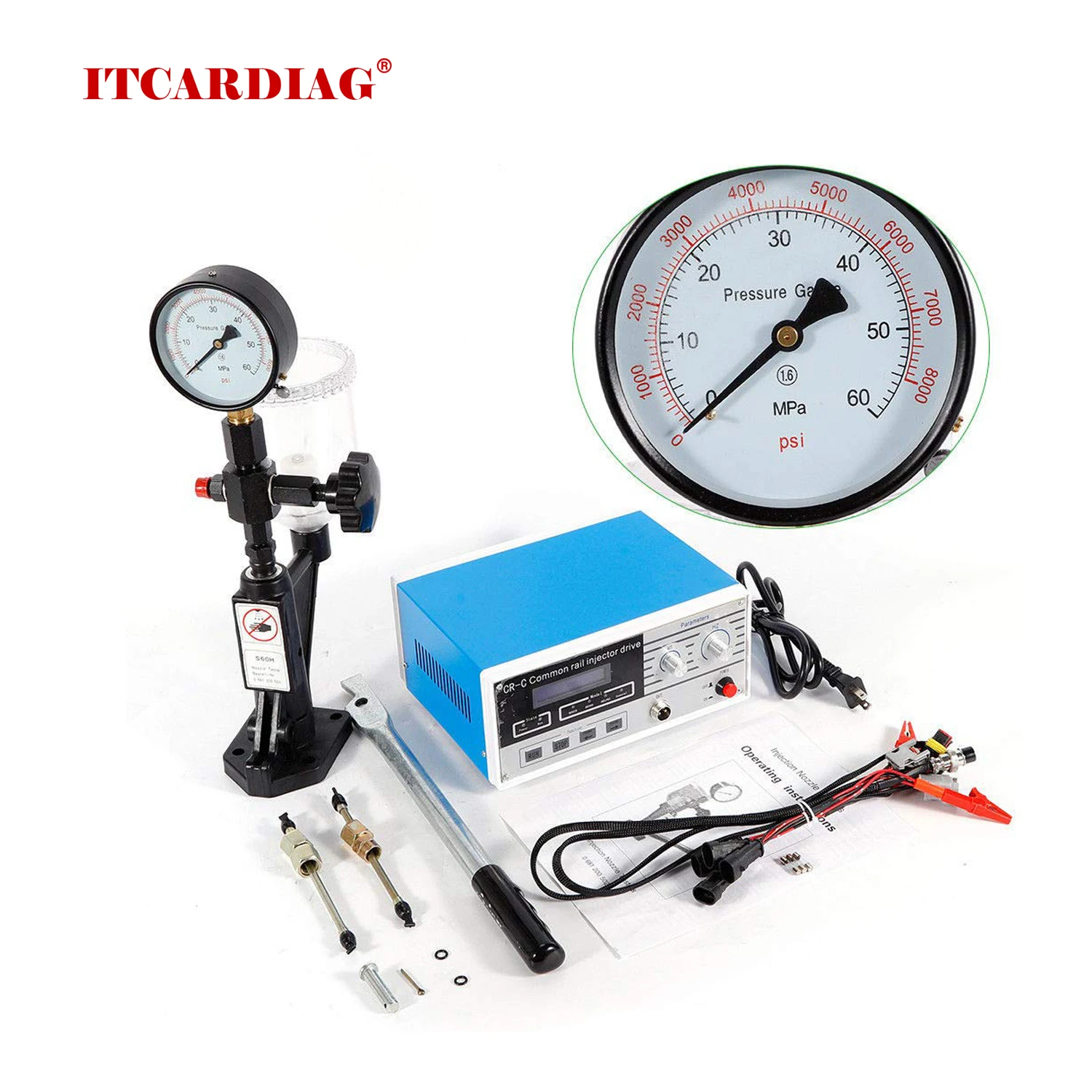 

Injector Tester Full Set CR-C Multifunction Professional Diesel Common Rail Injector Tester Tool + S60H Fuel Nozzle Combination