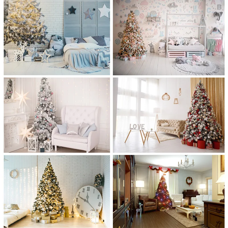 

Christmas Theme Photography Background Christmas Tree Fireplace Children Portrait Backdrops For Photo Studio Props 21526 JPT-34